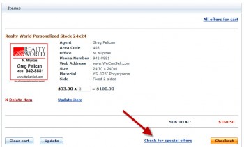 Show Special Offers link or banner Display Link or Banner when the shopper meet the condition